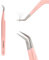 COZBIRD Fiber 45 degrés Pince à Extensions de Cils Classique Volume Russe Petite Pointe Fine Courbée Antidérapante Rose (C-10)