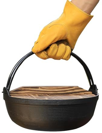 Gusseisen-Töpfe für den Außenbereich, mit Deckel und Handschuh, Camping-Kochtöpfe, Kochgeschirr für Kamine, Kochen, Grillen, Backen, einfach zu bedienen, Gusseisentöpfe mit Deckel