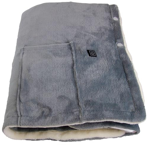 Heizdecke Flanell + GRATIS Power Bank. CE geprüft. TOP Qualität. (Hellgrau)