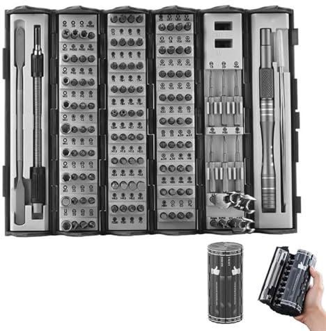 Set di cacciaviti di precisione a molla, Kit di cacciaviti cilindrici portatili, Set di cacciaviti di precisione a molla 128 in 1, Mini kit di strumenti di riparazione magnetici for computer, telefoni