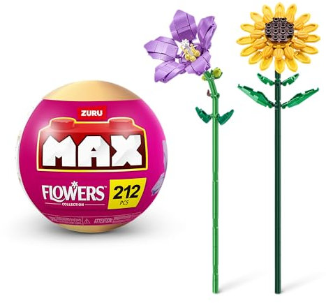 Colección de Bloques de construcción MAX Premium Flowers (Platycodon and Sunflower, 1 cápsula) de ZURU(hasta 210 Piezas; 2 Flores por cápsula; 10 diseños para coleccionar).