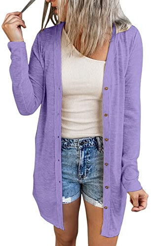 LOIJMK Brosche Silber Leichte, Lange Damen-Strickjacke mit offener Vorderseite, lockerer, Fester Oberbekleidung Stickerei Blumen (Black, XXL)