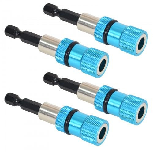 Set da 4 pezzi Avvitatore Cartongesso, 66mm Porta Inserti Blu con Connessione Rapida - Attrezzo per Cartongesso con Impugnatura Magnetica