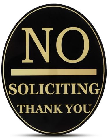 ZEYIYER No Soliciting Sticker, Acrylic Self-Adhesive No Soliciting Sign, 12 x 10 cm Weatherproof No Solicitation Sticker for Front Door Wall Window Video Doorbell House