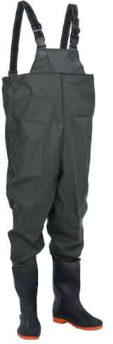 vidaXL Wader da Pesca con Pettorina e Stivali Verde Scuro Taglia 45, Wader con Stivali, Stivali Alti Fino al Petto, Stivali per la Pesca