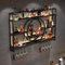 Wohnzimmer Bar，barschrank Vintage Retro Bar Regal Wand Gold Beleuchtung Hängend Flaschenregal Wandmontage Schmal Schnapsregal(Size:140 * 15 * 80cm,Color:Schwarz)