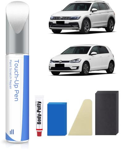 LC9A/0Q Kit de pintura de retoque blanco puro compatible con VW/Volkswagen Coincidencia exacta para desconchones y arañazos