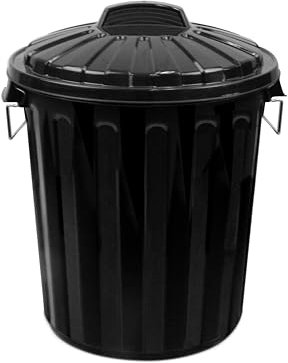 TIENDA EURASIA – Cubo de Basura con Tapa | Material Plástico PP | Cubo Basura | Color Negro | Tapa con Agarradera Resistente | Asas Metálicas Laterales (Negro 21 L)
