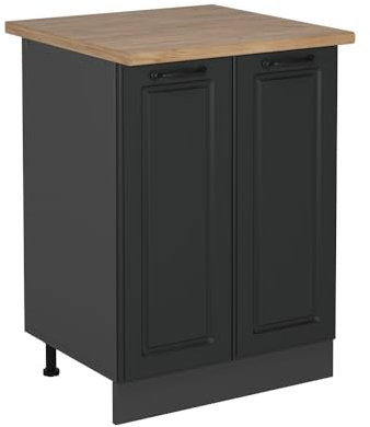 Vicco Mueble bajo de Cocina R-Line, Antracita casa de Campo, 60 cm, ET Roble