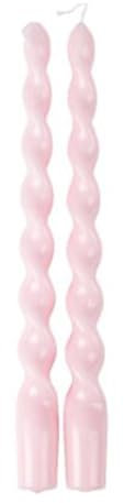 Artyfêtes Générique - 2 Bougies Flambeau TORSADÉES 25CM 7H Rose POUDRÉ