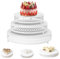 DYUEE Cake Stand Set of 3 Round Metal Cake Stand 12/10/8 Inch Cake Stands for Dessert Table Display Cupcake Stands Dessert Stands Pastry Candy Display Plate for Wedding Event Birthday Party (White)