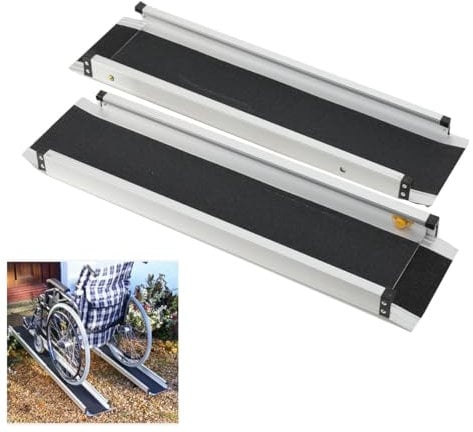 MZBDYYF Rollstuhl-Rampe, Teleskop-Rampe, maximale Traglast 275 kg, tragbare verstellbare Rampen für Rollstühle, Motorrad, Mobilität, Roller, Zuhause, Haustür, Treppenstufen, mit Tragetasche, 2 Stück