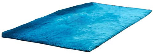 Kunstfell Teppich Künstliches Schaffell Dunkelblau 60 x 150 cm - Weicher und Bequemer Teppich für Wohnzimmer, Schlafzimmer und Sofa