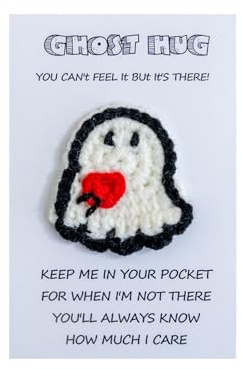 JINGLING Muñeca De Ganchillo, Fantasmita Gracioso de Ganchillo con Tarjeta, de Lana Juguete Coleccionable para Profesoras Compañeras Amigas Mujeres Estudiantes Hogar Coche Oficina