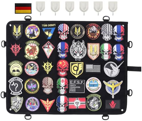 62 x 48 cm Mini Taktisch Militär Patch Nylon Halter, Patches Wand Tür Matte Board Kompatible mit Klett, Taktische Patch-Display-Tafel Abzeichen Emblem Organizer Display Panel mit Ösen & Haken