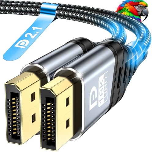ZEENVIC DisplayPort Kabel 5m 2.1, 16K DP Kabel 16K@60Hz, 8K@120Hz, 4K@240Hz/165Hz/144Hz 80Gbps, Unterstützt HDR, FreeSync, G-Sync, DSC 1.2a, HDCP 2.2 für Gaming Monitor, Laptop, Grafik
