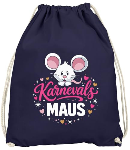 MoonWorks® Turnbeutel - Karnevalsmaus - Accessoires Fasching Karneval Gadgets Spruch lustig Faschingsartikel Tasche Gymbag Navy unisize