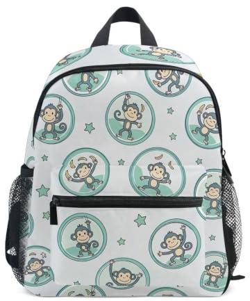 Rucksack mit Cartoon-Affen und Sternen für Kleinkinder, Jungen, Mädchen, kleiner Kinderrucksack, Cartoon Affen Sterne, Medium, Rucksack mit coolem Fußballdruck