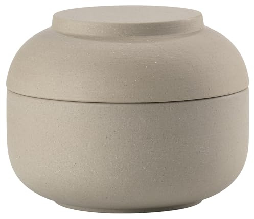 Zone Denmark Sensu Keramikdose mit Deckel fürs Bad, Deko Badezimmer, Badezimmer Organizer, Hübsche Dose für Aufbewahrung, aus Keramik, Durchm. 10 cm, Höhe 7,5 cm, Taupe