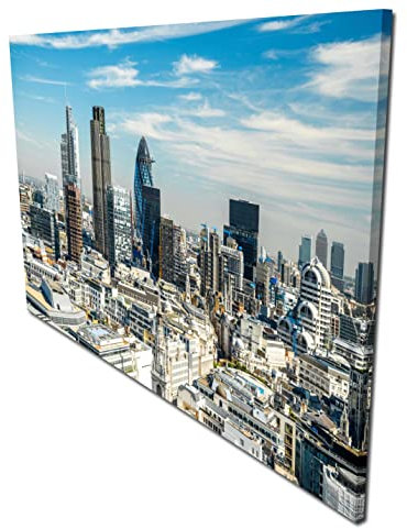 wandmotiv24 Garderobe Skyline London Querformat - 69x40 (BxH) - Leinwand Wandgarderobe, inklusive Garderoben-Haken, Kleiderhaken, Set M0296