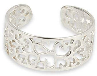 Solid 925 Sterling Silver Filigree Leaf Pattern Toe ring