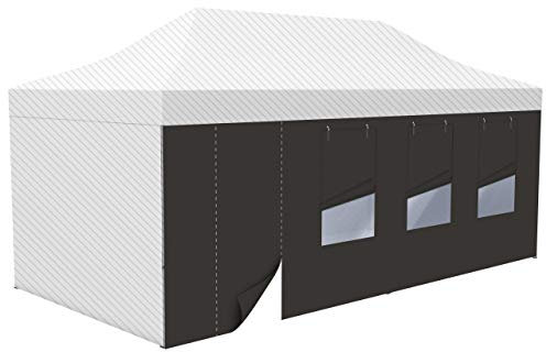 Vispronet Zeltwand mit Tür & Fenster für Faltzelt Basic, Select & Eco (3m x 6m, Schwarz)