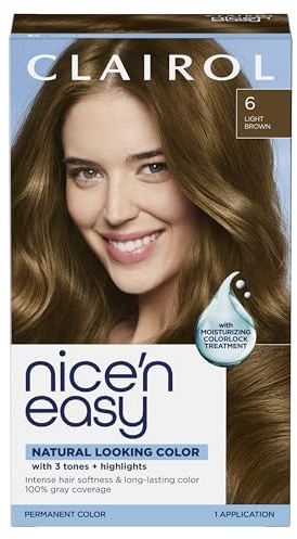 Clairol Nice'n Easy Permanent Hair Dye, 6 Light Brown Hair Color, Pack of 1 - Packaging May Vary