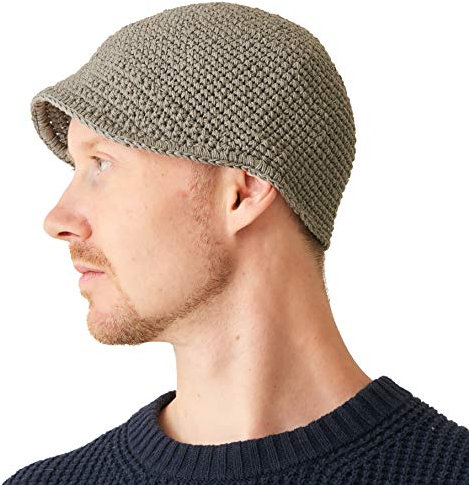 CHARM Herren Fischermütze Kufi Beanie - Schädel Mütze 100% Baumwolle Häkel Chemo Hut Grau