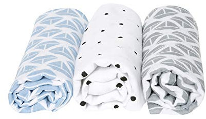 Motherhood, Spucktücher Premium Stoffwindeln Mullwindeln 3er ÖkoTex Standard 100 100 naturreine Baumwolle 70 x 80, Schiffe blau, 70x80 cm