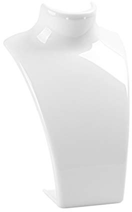 Demino Collier Acrylique Bijoux Boucle d'oreille en Plastique Buste Mannequin Holder Présentoir Organisateur Blanc 6.5 * 7.5 * 21cm