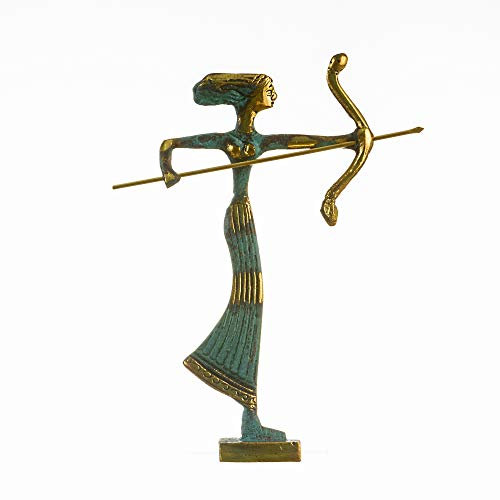 Artemis Diana Griechische Statue Natur Mondgöttin mit Schleife Massiv Bronze 15,7 cm