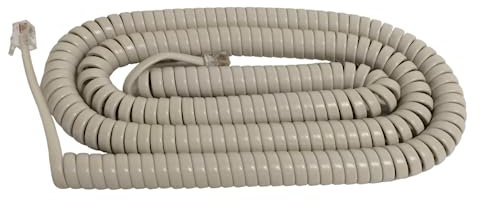 The VoIP Lounge 25 Foot Long Handset Receiver Curly Cord for Landline Phone Light Ivory Color