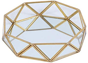 SLHEQING Spiegeltablett Kosmetikorganiser Gold Make-up Schmuck Organizer Tray, Parfüm Dekoration Tablett