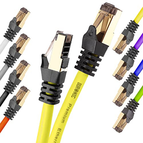 Duronic CAT8 YW 0,5 m Ethernet-Kabel | 40 Gbps Netzwerkabel | RJ45 Gigabit LAN Kabel Cat 8 | Patch Kabel 2000 MHz S/FTP Schirmung | TV Streaming Router Modem Switch Internetkabel 10 100 1000 Mbit