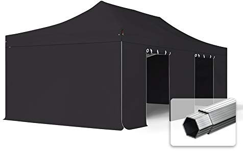 TOOLPORT ALU Pavillon Faltpavillon 4x8m ohne Fenster robust und wasserdicht Professional 50mm Partyzelt schwarz schwer entflammbar
