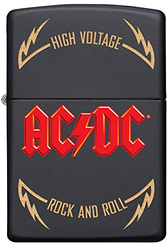 ZIPPO – Sturmfeuerzeug, AC/DC® High Voltage Rock and Roll, Laser Engraved/Color Image, Black Matte, nachfüllbar, in hochwertiger Geschenkbox