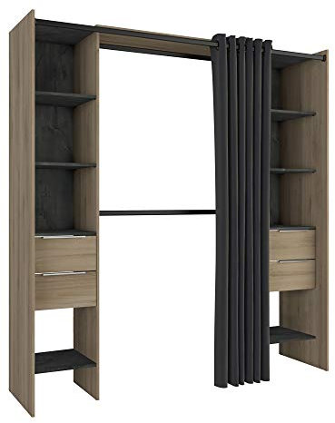 Miroytengo Vestidor Abierto Dana Color kronberg y Sidewalk Habitación Moderna 203x115-190x50cm