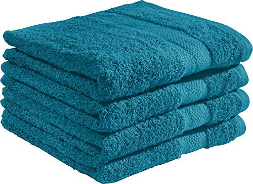 REDBEST Duschtuchset, Frottierset 4er-Pack Chicago Petrol Größe 70x140 cm - saugstark, strapazierfähig, ideal für Reisen, Sport (weitere Farben)