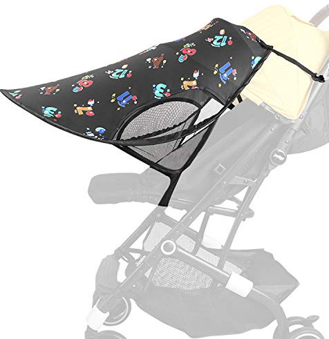 auvstar Funda para Cochecito de Bebé, Toldo para Cochecito de Bebé, Parasol Negro, Protector Solar, Tela de Licra, Resistente al Agua, Universal, Ideal para Viajes y Actividades al Aire Libre
