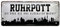 Ruhrpott die Erde die uns glücklich macht - Retro Deko Blechschild - Ruhrgebiet Pott Skyline - Dekoration Bude Trinkhalle Garage Partykeller Werkstatt - Geschenkidee Exil Ruhrpottler - 28x12cm