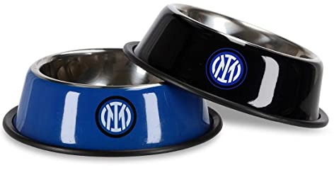 Inter PETBOWLSET18INTER Set ciotole cane/gatto, Prodotto Ufficiale, 18 cm (dia), Nero