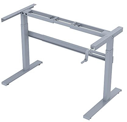 ERGOSPOT ES1 LITE - Schreibtischgestell höhenverstellbar manuell Kurbel Tischgestell 2-Fach Teleskop höhenverstellbarer Schreibtisch 80kg belastbar Stabil leise (Grau Tischgestell)
