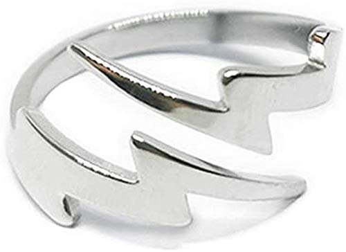 IMINI Doppelter Lightning Ring für Männer Frauen Mädchen Edelstahl Modisch Finger Band Punk Einzigartig Verstellbar Verlobungs Ring Schmuck