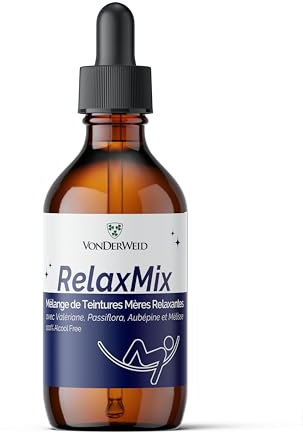 Vonderweid - RelaxMix | Mélange de Teinture Mère à l'Aubépine + Valériane + Passiflore + Mélisse | Supplément Détente | Extrait Total Ultrasonique | Macérat Glycérique Sans Alcool | 100 ml
