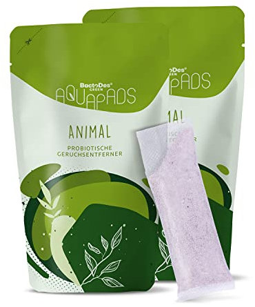 BactoDes Green Aqua Pads, Animal Geruchsentferner Geruchskiller Lufterfrischer, Pulver Tütchen zum Mischen, 2x 4 Stück