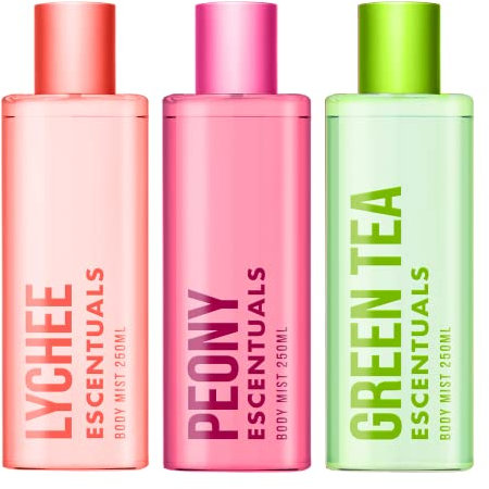 Escentuals Damen Fruity Flowering Tea Körpernebel, Lychee, Peony and Green Tea bodyspray Gemischte Duftbündel 250ml (3er-Pack)