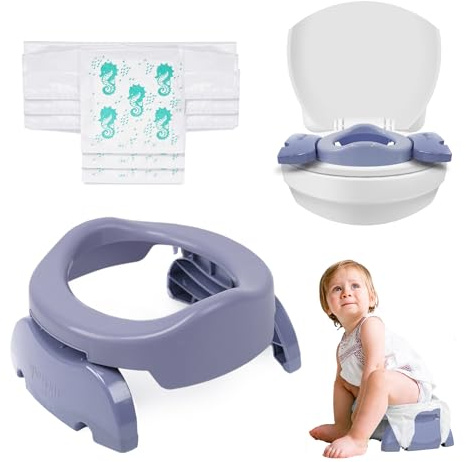 Potette Plus 2-in-1 Compact Universal Potty and Toilet Training Seat | Award-Winning Potty Training Essential for Toddlers (Heather)