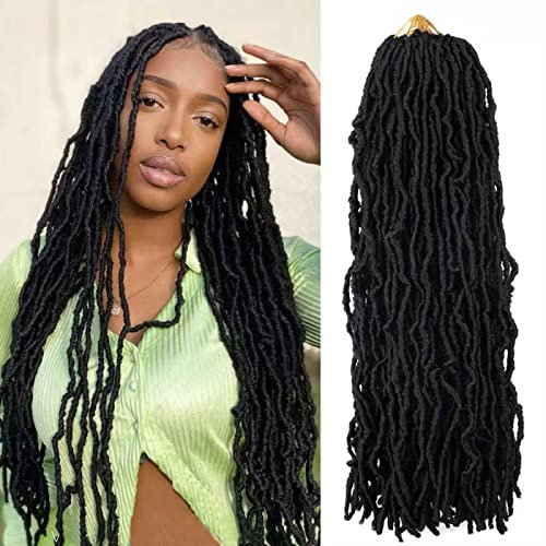 Lot de 7 paquets de 7 extensions de cheveux doux pré-bouclés et ondulés au crochet pour femme noire 61 cm (61 cm, 1B)