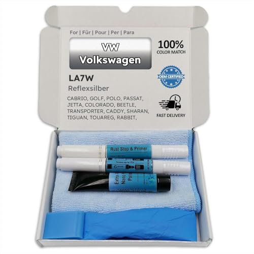 Genuine Colors Lackstift REFLEXSILBER LA7W für VW Volkswagen Silber CABRIO GOLF POLO PASSAT JETTA COLORADO BEETLE TRANSPORTER CADDY SHARAN TIGUAN TOUAREG RABBIT PHAETON FOX TOURAN CARAVELLE MULTIVAN G