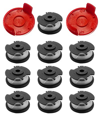 CDIYTOOL Einhell GE-CT 18/28 Li Ersatzschnurspule, Ersatzfadenspule für Einhell GE-CT 18/28 Li TC Nylon-Rasentrimmer, 4,9 m lang, 1,6 mm Durchmesser (10 Spulen + 2 Kappen)